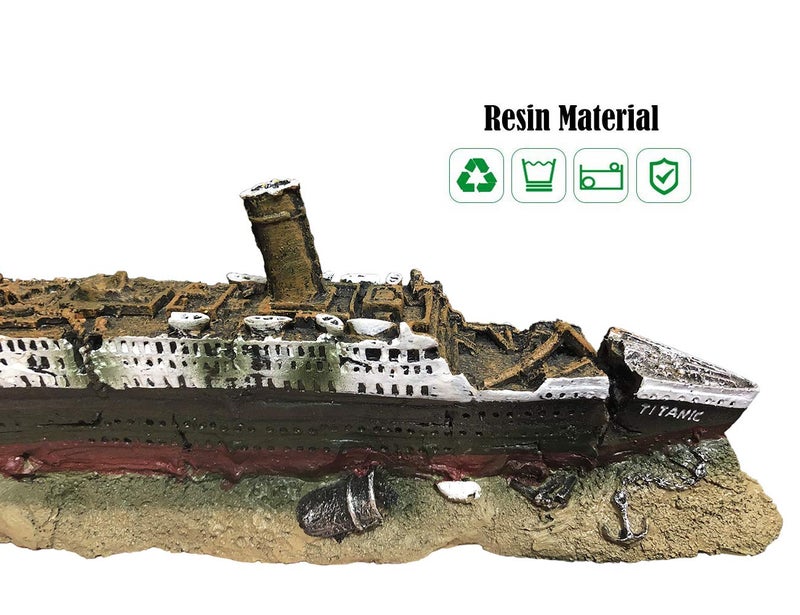 SLOCME Aquarium Titanic Shipwreck Decorations - Resin Material Ship Decorationsï¼ŒFish Tank Sunken Ship Ornament Aquarium Environment Friendly Decorations - Image 2